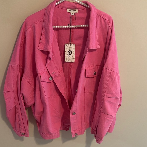 Andree hot pink Jean Jacket for Women 2x nwt - Picture 1 of 4